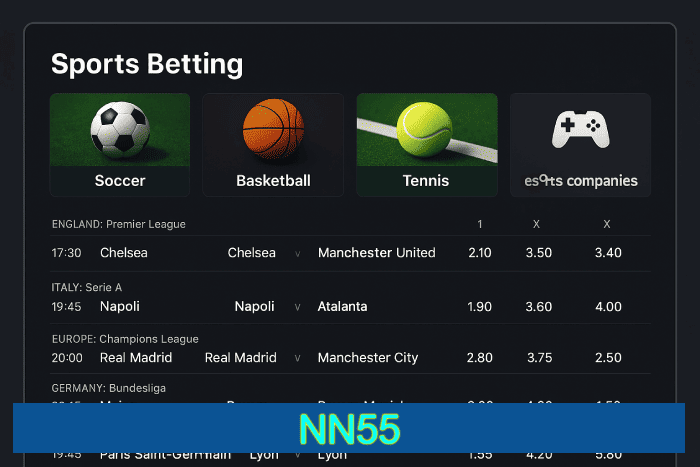 Aposte em apostas esportivas no cassino online NN55